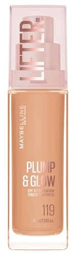Maybelline New York Base de Maquillaje Lifter Foundation, Revitaliza e Ilumina al Instante, Acabado Uniforme, Enriquecida con Niacinamida y Ácido Hialurónico, Tono: 119 - 30 ml