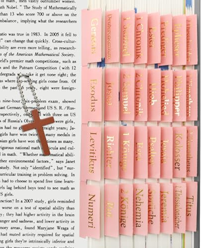 VANRA Index biblique pour femmes, étude, Bible, journaling, accessoires, gros caractères, 72 onglets, étude de l'Ancien et du Nouveau Testament, avec intercalaires bibliques laminés vierges, rose