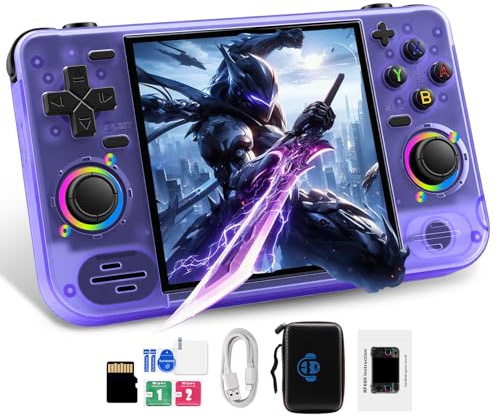 RF40H Retro Handheld Game Console, 4.0 Inch HD IPS Screen, Retro Classic Game, Linux-Powered Portable Game Handheld with 4000mAh Battery, Supports WiFi Connection (Purole-64G)