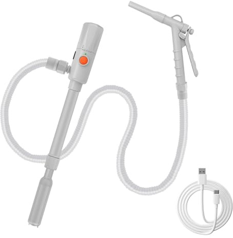 Pompa di Trasferimento Carburante Elettrica, Pompa Liquida Portatile da 2,8 GPM con Ugello Manuale per Controllo del Flusso a Fermata Rapida. Pompa di Trasferimento Automatica Alimentata a USB o
