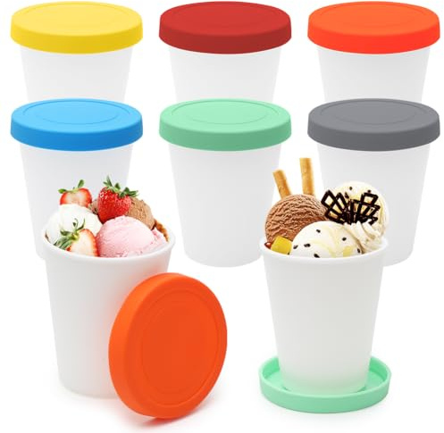 DASIAUTOEM Eisbehälter für Speiseeis, 6er-Set Gefrierdosen, 250ml Eis Aufbewahrungsbehälte, Wiederverwendbare Hausgemachte Eiscreme-Behälter mit Silikon-Deckel, Für Eiscreme, Joghur
