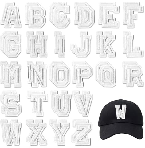 HMCEY 52 Piezas Parches Ropa Termoadhesivos Letras,Letras Adhesivas para Tela,Letras Bordadas para Coser,Pegatinas para Coser en la Ropa,Parche de Tela para Planchar para Chaquetas, Abrigos - Blanco