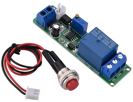 FILFEEL Módulo de relé Temporizador de 12 V, Interruptor de Apagado de Retardo Ajustable de 1 a 10 Segundos, con Botón para Equipos de Automatización PLC Smart Home