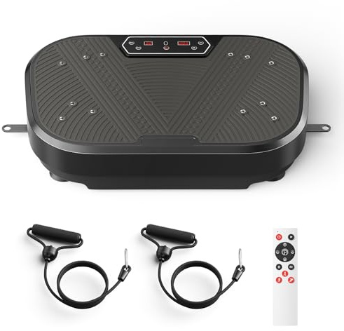 Plataforma Vibratoria, 120 Velocidades Plataforma Vibración Muscular para Musculación y Moldeado,Altavoz Bluetooth y Bandas Elásticas Fitness en Casa para Quemar Grasa y Adelgazar