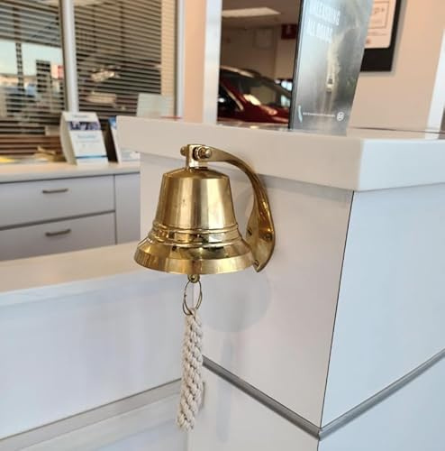 The Metal Magician Nautical Hanging Wall Mountable 4 Solid Brass Ship Bell