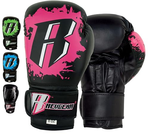 Revgear Kids Combat Series Boxing Glove | Designed to Fit Kids Hands | Perfect for MMA, Martials Arts, Krav MAGA (Pink/Black, 10 OZ)