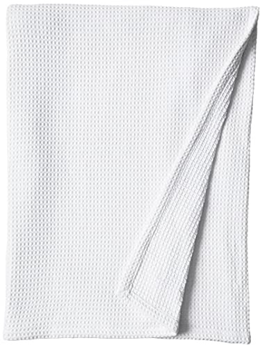 Vera Wang - Queen Blanket, Luxury Cotton Bedding, Super Soft Essentials with Waffle Weave Knit (Waffleweave White, Queen)