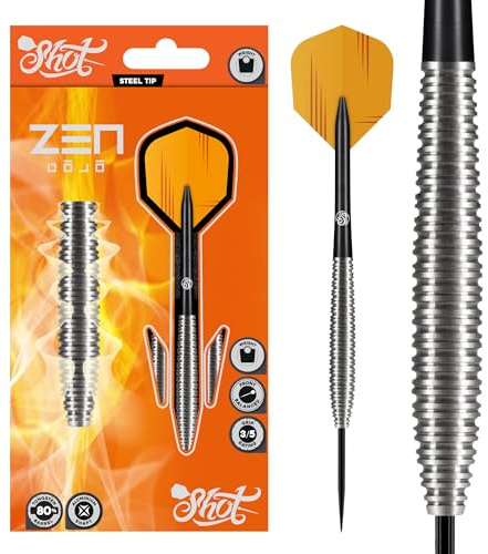 Shot! Darts Zen Dojo-Steel Tip Dart Set-Front Weighted-80% Tungsten Barrels