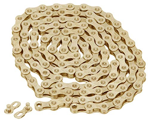 Alomejor 9-Fach Fahrrad Kette mit 116 Gliedern Einstellbarer Stahl-Mountain Road-Klapp-Fahrradkettenersatz(Gold)