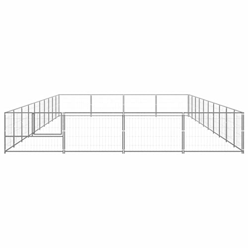 Tidyard Outdoor Hundezwinger, Hundekäfig XXL, Hundehütte, Hühnerstall, Hühnerhaus, Hühnervoliere, Freilaufgehege Hühnervoliere, Stahl Silbern 1000 x 400 x 70 cm 40 m²