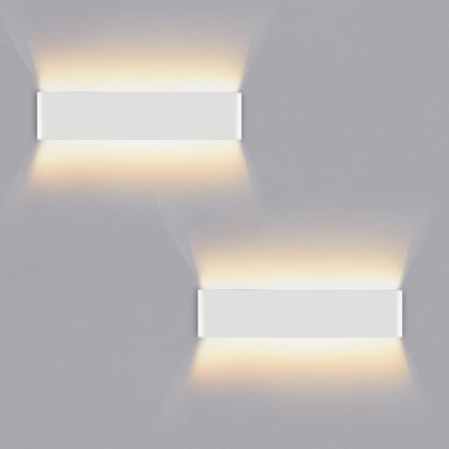 Lureshine 2 Stücke Wandleuchte Innen Auf und ab 16W 40cm Wandlampe Dekoration/Moderne Wandleuchte Aluminium Warmweiß 3000k Wandleuchten für Zimmer|Lernen|Treppe|Gang(Weiß)