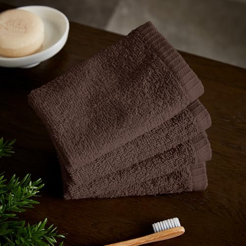 Catherine Lansfield Quick Dry Cotton 30x30 cm 4 Pack Face Cloths Chocolate