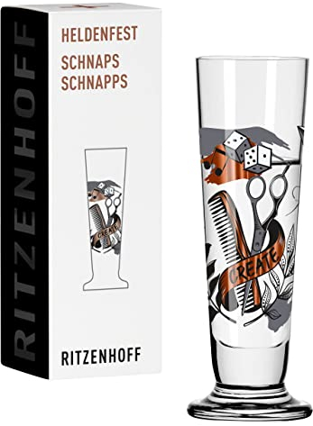 Ritzenhoff Werner Bohr Verre à liqueur en verre cristal 52 ml, Cuivre, Blanc, Gris, Noir