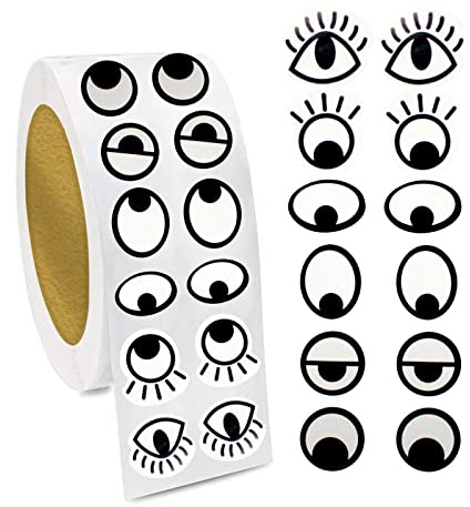 BLMHTWO 2000 pezzi adesivi per occhi grandi occhi googly autoadesivi etichette nero bianco cartone animato wiggle eye sticker adesivi bulbo oculare adesivi per fai da te artigianato scrapbook