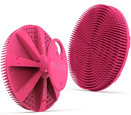 BEAUTAIL Silikon Körperbürste für den Körper, Sanfte Peeling Duschbürste | Hygienische Badebürste mit Ergonomischem Griff für Empfindliche Haut, Damen, Herren & Kinder, 1 Stück, Rose