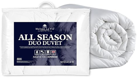 Mason La Vie Luxury All Seasons Duo Duvet - 4.5 and 7.5 Tog Lightweight and Medium Weight Super King Duvet Set, Anti Allergy, White, Super King