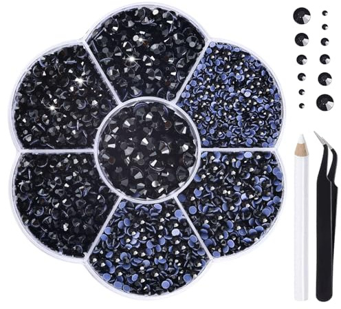 Liliume 5000pcs Hotfix Strasssteine Schwarz Strasssteine 21 Farben 5 Größen SS6-SS30 für DIY Handwerk