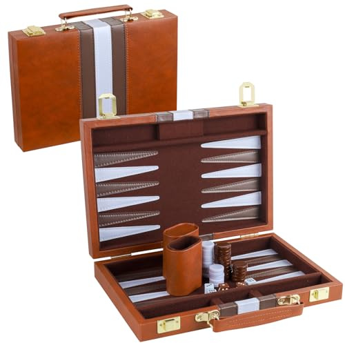Generic Backgammon - Gioco da tavolo per adulti. 2 giocatori, 11 pollici, custodia in similpelle