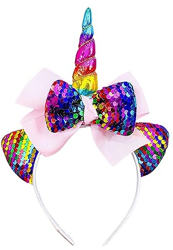 TNSRAY Einhorn Stirnband, Unicorn Horn Stirnband mit Ohren,Haarreifen, Baby Haarband, Einhorn Geburtstag Haarreif,Haarschmuck für Ostern Geburtstag Party Karneval, Head Accessoires Party Dekoration- B