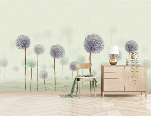 Fototapete Blumen 3D Tapeten 3D Effekt Wohnzimmer Schlafzimmer Vliestapete Minimalistische Pusteblume Natur Grau Graffiti Steinoptik Kinder Tapeten