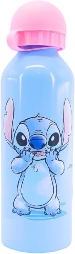 Disney Stitch et Angel Bouteille Réutilisable, Gourde D'eau Design en Aluminium Durable pour Filles, Bouteille de Voyage pour Enfants, Capacité 500 ML | Bleu