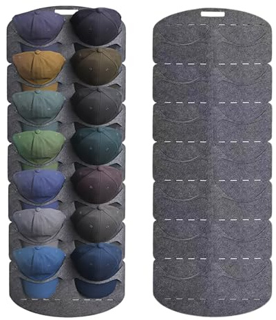 Lunaanda Baseball Kappen Halterung, Baseball Aufbewahrung für die Tür Cap Halterung Wand, Faltbarer Baseball Kappenhalter Organizer Huthalter zur Aufbewahrung/Präsentation Baseballmützen (14 Taschen)