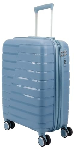 EUES Maletas de Viaje Cabina Trolley Rígida (55 x 38 x 22 cm), Maletas de Viaje con Ruedas Giratorias y Cerraduras de Dial Material PP Ligero (Azul-S)