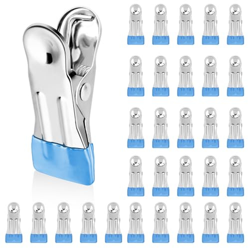 Mollette Acciaio Inox,30PCS Mollette Bucato Antisegno,Mollette Senza Tracce,Mollette in Acciaio Inossidabile per Bucato per Calze,Scarpe,Asciugamani,Sigillatura Alimentare,Foto,Sigillatura Di Alimenti