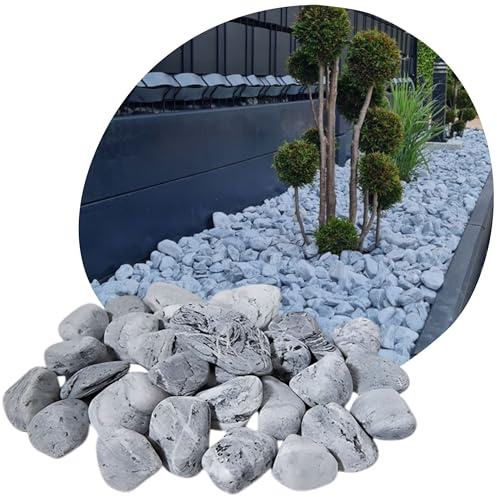V-PREMIUM SOLUTION Dekosteine Grau 1-3 cm 5 kg - Kieselsteine Deko Garden für Teich und Gabionen - Kleine Steine für Blumentöpfe, Vasen, Terrarium und Aquarium - Schöne Gartendeko Natur