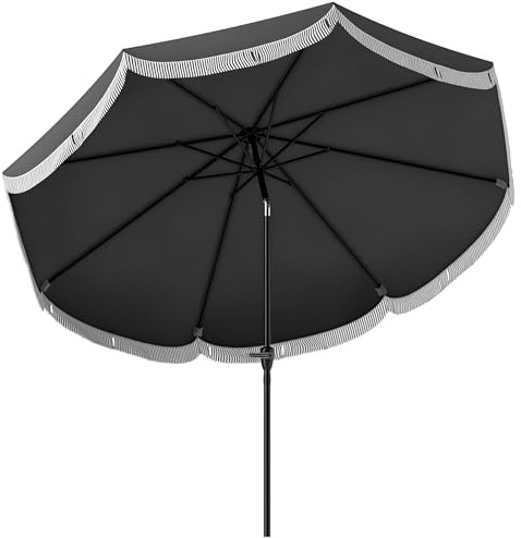 Outsunny Sonnenschirm Ø269 cm, UV 30+Sonnenschirm achteckig Balkonschirm Strandschirm windfest Marktschirm Kurbelschirm Sonnenschutz für Strand Balkon Garten, Dunkelgrau