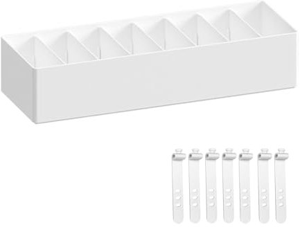 HingtTraum Scatola porta cavi con divisori regolabili e 6 fascette – Organizer cavi in ABS resistente – Organizzatore cavi salvaspazio