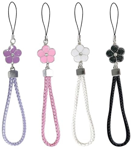 TYXHXTF 4 Pièces Longe de Téléphone Portable, Pendentifs pour Téléphones Anti-Perte Dragonne de Téléphone Portable pour Femmes Filles