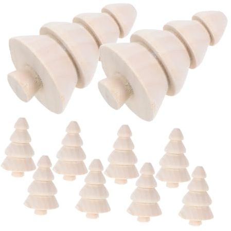 NUOBESTY 10stücke Mini-weihnachtsbäume Aus Holz Zum Basteln Unbemalte Holz-bäume Für Weihnachtsdeko Und Diy-projekte -ornamente Für Feiertags-bastelbedarf
