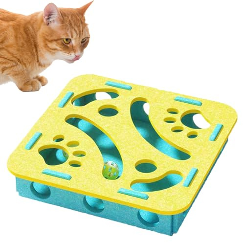 Katzen Puzzle Futterball,Interaktive Indoor Filz Labyrinth Box Für Katzen - Bereicherungsspiel Zur Förderung Von Bewegungstraining Für Kätzchen Bei Mahlzeiten Und Geburtstag - Für Zuhause Balkon