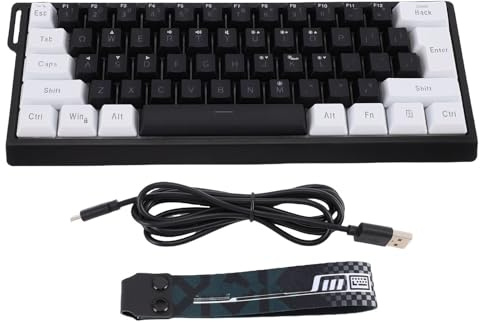 Oreilet Teclado Juegos 61 Teclas, Teclado Mecánico con Cable Retroiluminado RGB Al 60 por Ciento con Teclas Ergonómicas para PC, Computadora Portátil, Computadora, (Blanco Negro)