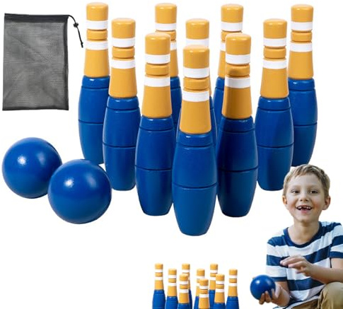 Generisch Outdoor-Bowling-Set für Kinder – Outdoor-Bowling-Set für Kinder | Minispiel mit Kordelzug-Netzbeutel für Karneval, Familienspielabende, Indoor-Aktivitäten und Partys