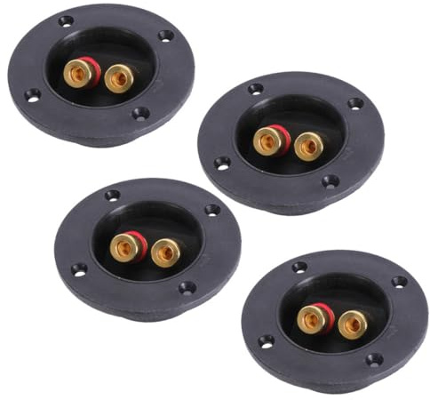 IWOWHERO Set da 4 Connettori a Vite Stereo Fai da Te in Rame per Altoparlanti Morsetti di Collegamento per Cavi Audio Accessori per Autoradio Installazione Semplice e Superficie Liscia