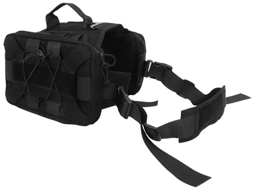 Abaodam Sacoche de Selle pour Grand Chien en Nylon Noir avec Compartiments Latéraux Spacieux Harnais à Dos Réglable pour Randonnée Chasse et Voyages Équipement de Transport Confortable