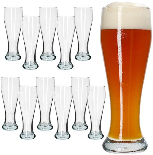 MamboCat Lot de 12 verres à bière blanche Sepp transparents gradués 0,5 l I 12 personnes I Verre à bière blanche classique avec forme fine I Hefeweizen I Pour la maison, le restaurant, l'hôtel, le