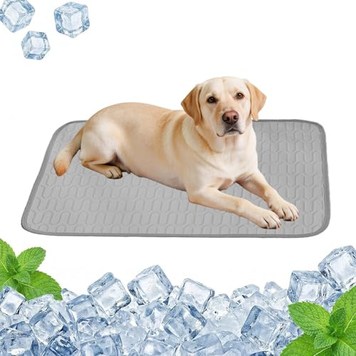 Quintrost Kühlmatte für Hunde Katzen Haustiermatte aus Eisseide, Selbstkühlend Hundematte Hundebett, Faltbar Kältematte für Haustiere, Pet Cooling Mat für Sommer Drinnen Draußen - 55 * 70CM