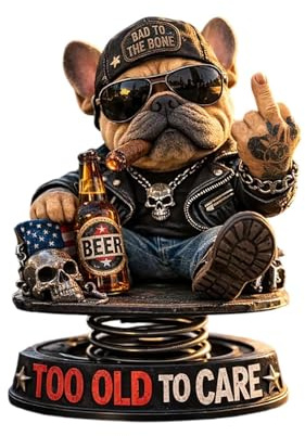 Too Old To Care Bulldog Bobblehead, Resin Nodding Dog Ornament, Stable Car Dashboard Decor for Dog Lovers (A-Bulldog(1PC))