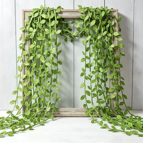 MINWEGI 40 Meter Artificial Ivy Vine - Fake Gre enery Garland with Real istic Leaves, S atin Fabric for Wedding Dec oration, Party Back drop, Home Wall Decor (Green)