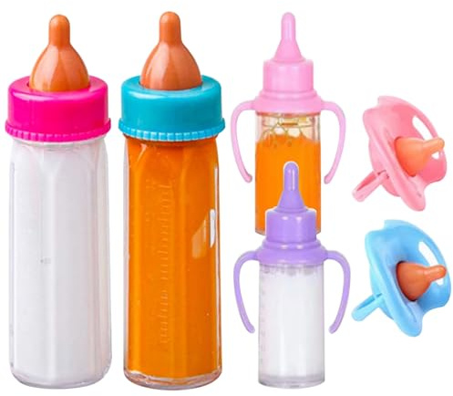 Nappflaskset för dockor, mjölk eller magisk juice som försvinner med nappar, simuleringsdocktillbehör för barn