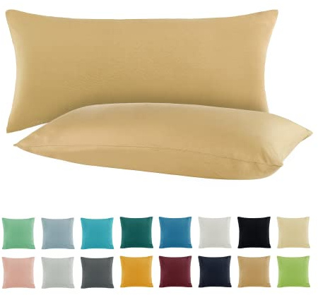 SHC by BaSaTex Jersey Kissenbezug, 2er Pack, 40x60 cm, Sand Beige | 100% Baumwolle, Kissenhüllen, Kopfkissenbezug, Nackenkissen Bezug