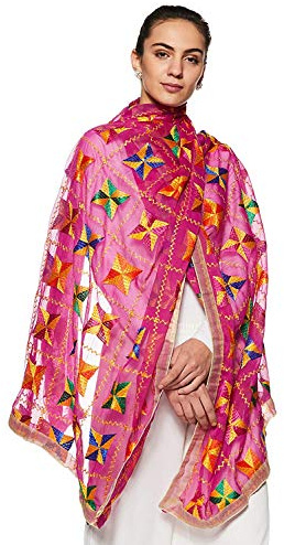 Weavers Villa Women's Indian Handicraft Ethnic Dupatta Phulkari Embroided Dupatta Chunni/Stole/Scarf
