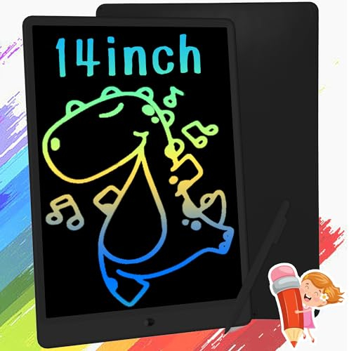 Richgv Bunte LCD Schreibtafel, 13.5 Zoll LCD Writing Tablet Kinder Zeichenbrett LCD-Bildschirm-Schreibtafel Doodle Board Digital Drawing Tablet Zaubertafel maltablett für Kinder Spielzeug(Schwarz)