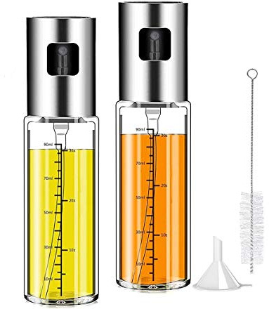 WarmHeartting Spruzzatore Olio, Nebulizzatore Olio/Aceto Oilo Sprayer Spruzzatore Condimento in Vetro Oliva Bottiglia per Padella, BBQ, Cucina, Insalata