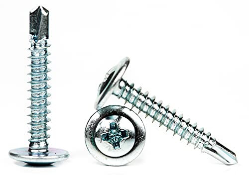 4.2mm x 13mm Self Drilling Wafer Head Screws Steel Self Tapping Screws for Metal Sheets Roofing Windows (Pack of 50) F13B