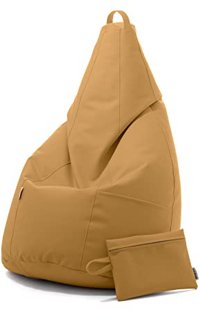 Avalon - Puff Poltrona Sacco Pera in Ecopelle Deluxe, Pouf Sacco di Qualità Sartoriale, Bean Bag per Sedersi Ergonomico, Pouf Sacco Impermeabile, OMAGGIO Pochette-Made in Italy(70x130cm-Paglino)