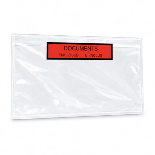 PACKY - Sobres Portadocumentos Adhesivos DL 225x122 mm - 100 Unidades - Packing List - Sobre Documentación - Transparente